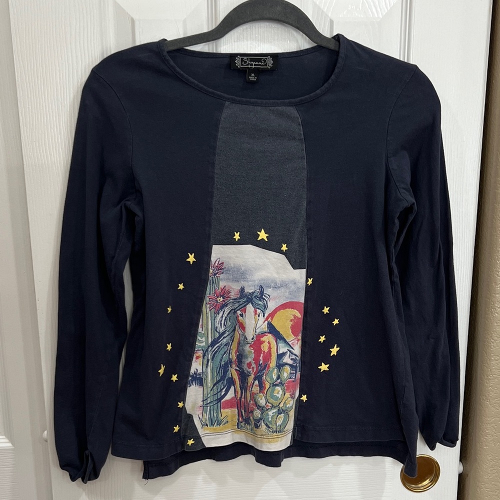 Shyanne Horse and Stars Long Sleeve Tee size extra large
